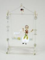 A blown glass Swing with Girl and Dog, possibly Venetian 19th century,