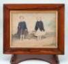 Primitive 19th century watercolour of two children, - 2