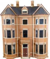 ‘Newick House’ a painted wooden English Town dolls house, circa 1880,