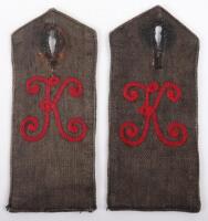 Very Rare Pair of WW1 German Kraftfahr-Battalion (Motor Transport) Tank Suit Shoulder Straps