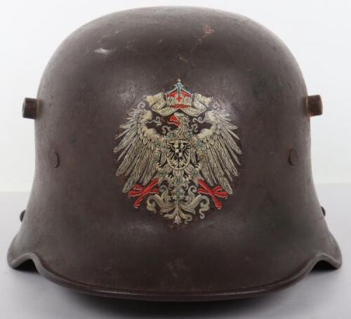 WW1 German M-17 Steel Combat Helmet with Deutsches Kaiserreich Decal Possibly Linked to Imperial Territory of Alsace-Lorraine