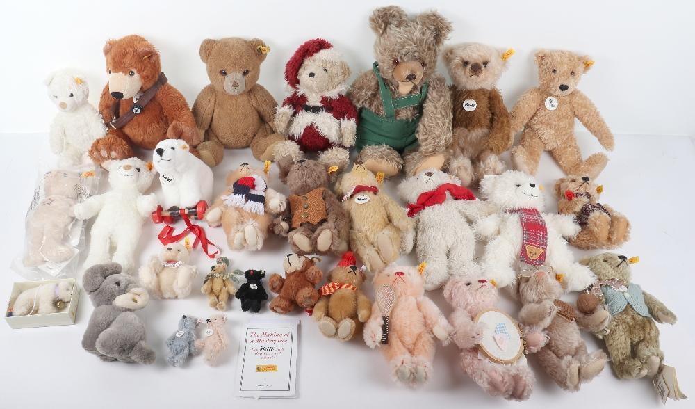 Collection of twenty-five yellow tag Steiff Bears