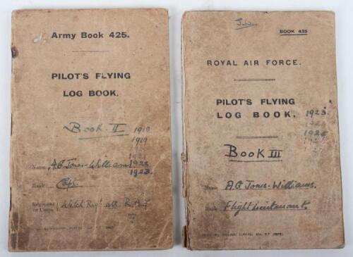 Important Pilot's Flying Log Books belonging to Captain Arthur Gordon Jones-Williams with Eleven Confirmed Victories in World War One