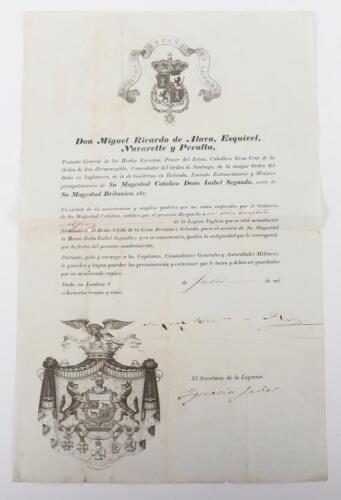 Fascinating "Safe Conduct" issued to Colin Campbell a British Volunteer, Carlist War 1836