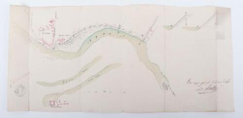 Hand drawn Plan of the River Adda at "La Grotta" and the Castle Maccastorna (Lombardy) c.1779