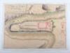 Hand Drawn and Painted Plan of the Castle Chateau de Trezzo" Lombardy c.1796
