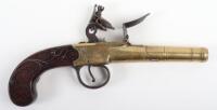 Brass Framed and Barrelled ‘Queen Anne’ Boxlock Flintlock Travelling Pistol by Archer, London c.1780