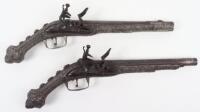 Pair of Ottoman Turkish Silver Mounted Flintlock Holster Pistols c.1830