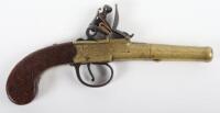 Brass Famed and Barrelled Queen Anne Style Boxlock Flintlock Travelling Pistol