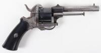 6 Shot Belgian 9mm Pin Fire Self Cocking Revolver