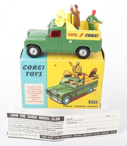 Corgi Toys 472 Land-Rover Public Address Vehicle 'Vote for Corgi'