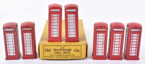 Dinky Toys 750 (12c) Six Telephone Call Boxes in yellow trade box