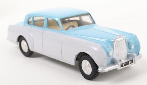 Tri-ang Spot On Model 102 Bentley 4 Door Sports Saloon, light blue over light grey body