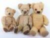 Three playworn English Teddy Bears, 1950s