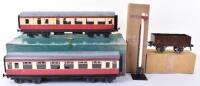 Boxed Bassett-Lowke BR Coaches, wagon and signal