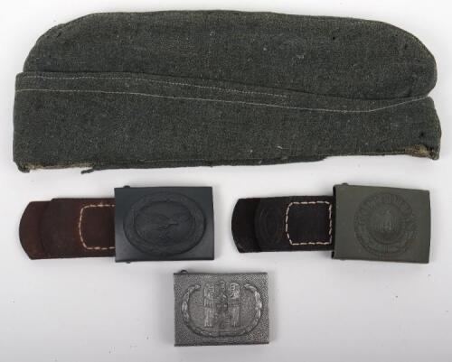 WW2 German Army POW Forage Cap and Belt Buckles