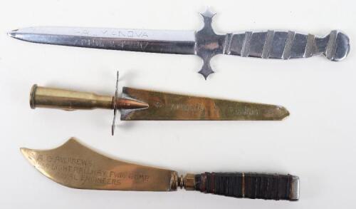 3x Great War Trench Art Letter Openers