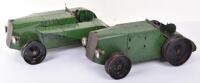 Pair of interesting tinplate single seater cars with electric lights, possibly French 1930