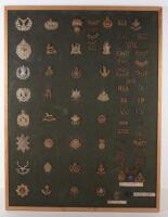 Display Board of British Military Badges and Shoulder Titles etc