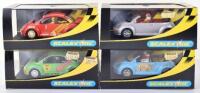 Four Scalextric VW Beetles Boxed Cars