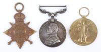 Great War George V Military Medal (M.M) Group of Three Devonshire Regiment, Killed in Action 1st Day of the Somme 1st July 1916