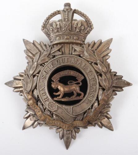 1st Volunteer Battalion Leicestershire Regiment Officers Home Service Helmet Plate