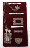 Hallmarked Silver 11th Hussars Officers Pouch Belt Ornaments