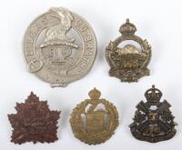 5x Canadian C.E.F Cap & Headdress Badges