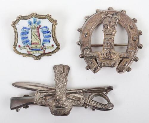 2x Hallmarked Silver 11th (Prince Albert&rsquo;s Own) Hussars Sweetheart Brooches