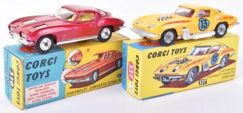 Two Boxed Corgi Toys Chevrolet Corvette Sting Ray’s