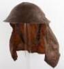 WW2 British Army Steel Combat Helmet with Full Gas Hood Cover - 2
