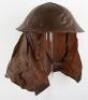 WW2 British Army Steel Combat Helmet with Full Gas Hood Cover - 3