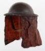 WW2 British Army Steel Combat Helmet with Gas Curtain - 2