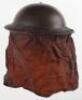 WW2 British Army Steel Combat Helmet with Gas Curtain - 3