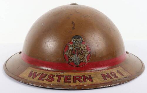 WW2 British National Fire Service Company Officers Western No 1 District (Scotland) Steel Helmet