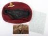 British Airborne Beret Belonging to Colonel Patrick Anthony Porteous V.C, Who Won the Victoria Cross for the Dieppe Raid Whilst Attached to the No4 Commando