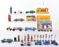 Various Dinky cars and Road-side accessories