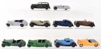 Dinky ten repainted early post-war Cars