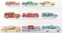 Nine Unboxed USA Dinky Toys Cars