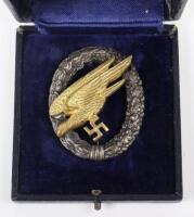 Personalised WW2 German Paratroopers Qualification Badge (Fallschirmschutzen-Abzeichen) in Original Box of Issue