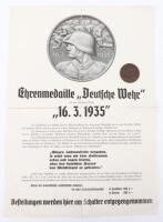 Interesting Pre-War Commemorative Medal for the Formation of the German Whermacht