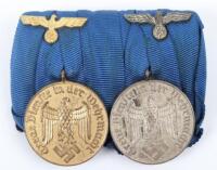 WW2 German Armed Forces Long Service Court Mounted Medal Pair