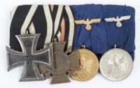 Imperial German and Third Reich Armed Forces Court Mounted Medal Group of Four