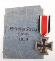 WW2 German 1939 Iron Cross 2nd Class in Hermann Aurich Maker Marked Paper Packet