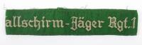 Scarce Luftwaffe Fallschirm-Jager Regiment Nr 1 Tunic Cuff Title