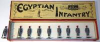 Britains set 117, Egyptian Infantry at attention in original Whisstock box with an additional man (Condition Very Good, box Good, two splits in lid, one in tray) 1940 (9)