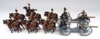 Lancer Royal Horse Artillery Gun Team with mounted Trooper and four seated men, and Royal Field Artillery Gun Team with two seated men, both at the walk in original boxes (Condition Excellent, boxes Very Good) (23)