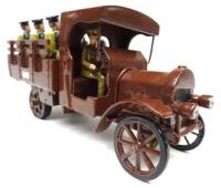 Toy Army Workshop Lorry, Tan finish with driver and six seated Naval Brigade (Condition Excellent) (8)
