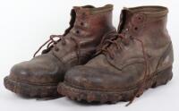 Pair of WW2 German Brown Leather Heavy Mountain Troopers Ankle Boots