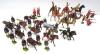 Britains Bikanir Camel Corps three from set 123, two not matching sets 28, Mountain Artillery, five firing Highlanders, two 1st Madras Native Infantry, two Egyptian Camel Corps and a mounted Arab (Condition Good, some repair and retouching) (38)